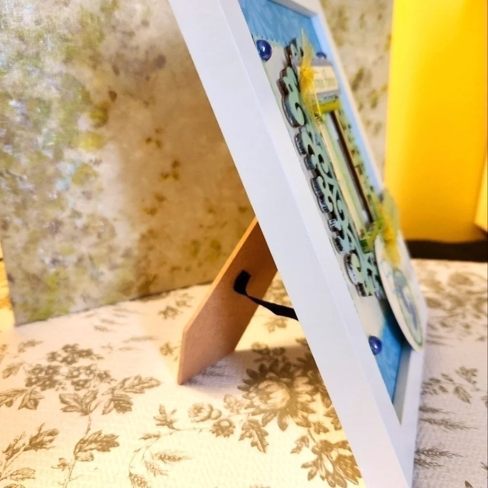 Handcrafted 3D Framed Design for Newborn Baby Boy, Hang or stand 5x7
